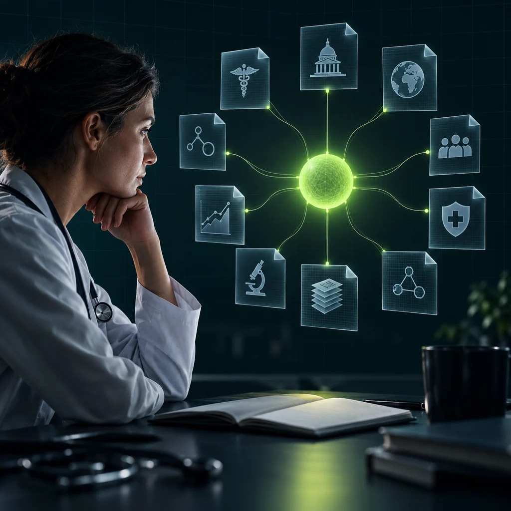 Концептуальная иллюстрация к статье «ChatGPT for Healthcare подключает Epic и девять публичных источников — но решения остаются за клиницистом»