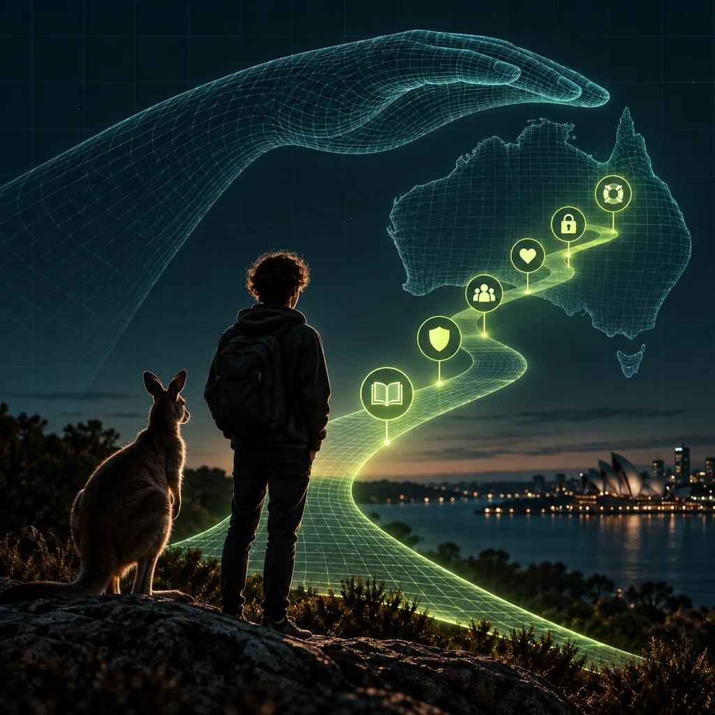 Концептуальная иллюстрация к статье «OpenAI представила австралийский план безопасности ИИ для подростков»